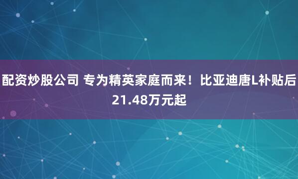 配资炒股公司 专为精英家庭而来！比亚迪唐L补贴后21.48万元起
